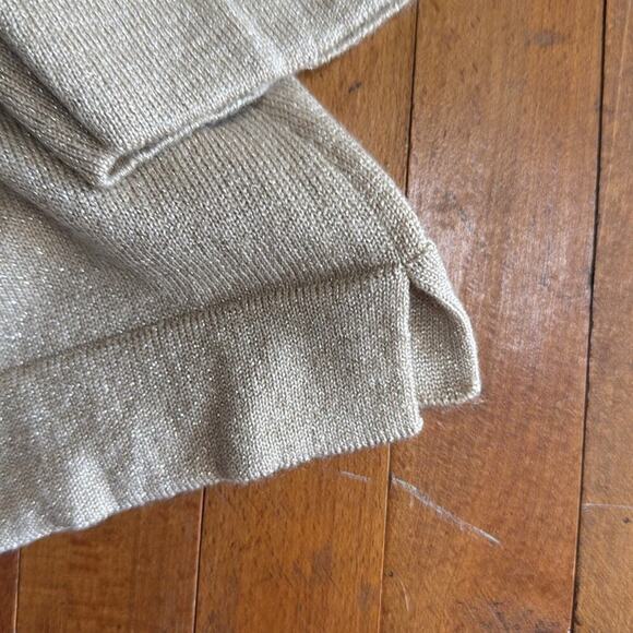 Talbots Gold/Tan Wool/Silk V-Neck Sweater Size MP - Picture 4 of 6